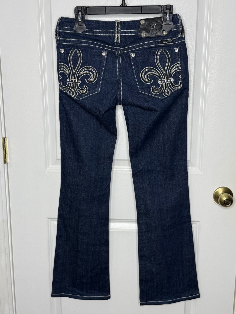 Miss Me Navy Blue Bootcut Jeans  Decorative Bling Pockets Bling Belt-loops | EUC